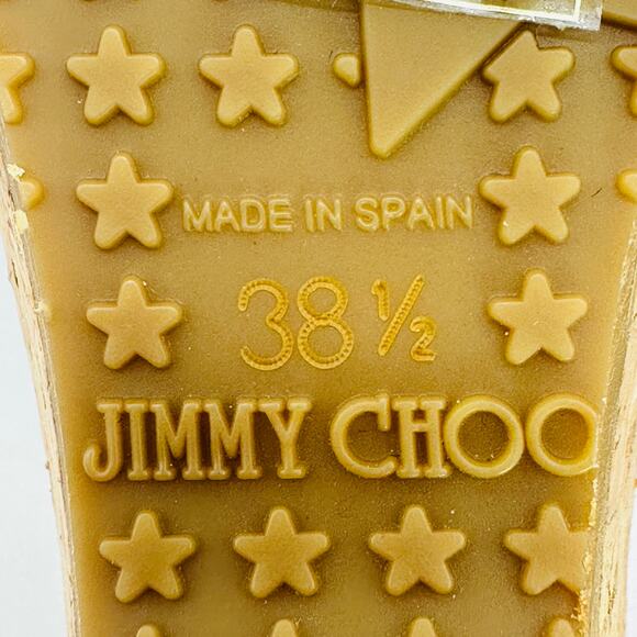 Jimmy Choo Women's Panna Purple Gleam Cork Wedge Sandals Size 38.5 EU/ 8.5 US - Picture 10 of 11